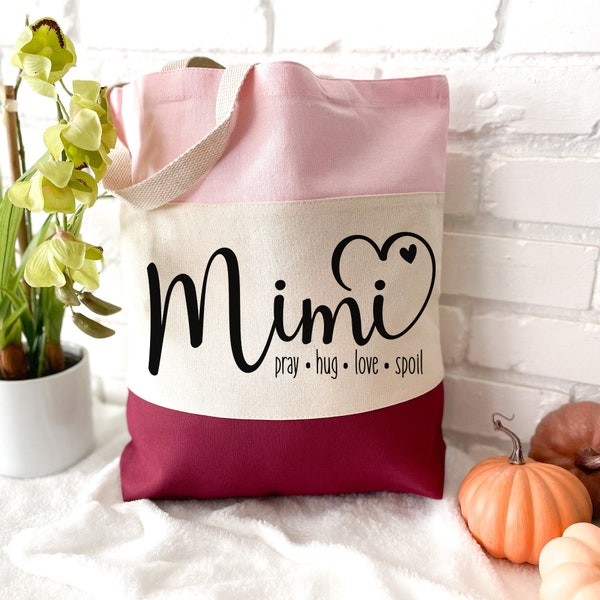 MIMI Tote Bag | New Grandparent Diaper | Custom Canvas Tote | Personalized Knitting | Mimi Life Gifts | Travel | Shopping | Pray Love Spoil