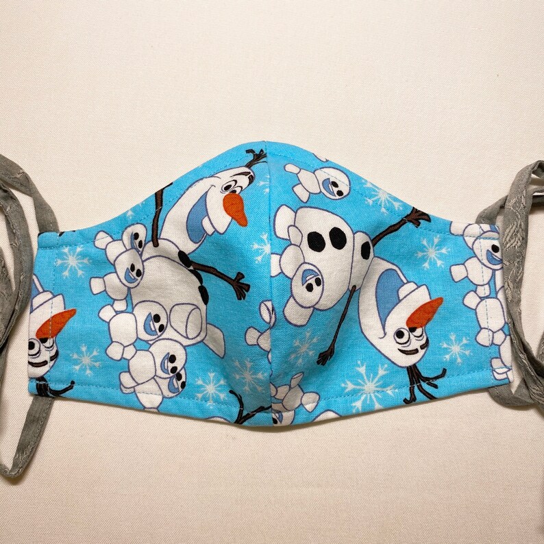 frozen olaf snowgies face mask face covering with ties etsy