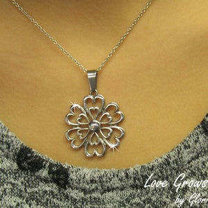 Love Grows Flowering Hearts Necklace Mother or Daughter  Personalized Necklace,
