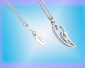 Hearts and Ovals Long Necklace Adoption Foster Care Orphanage Support 36 Born In Your Heart Elegant Necklace Double Heart Long Necklace