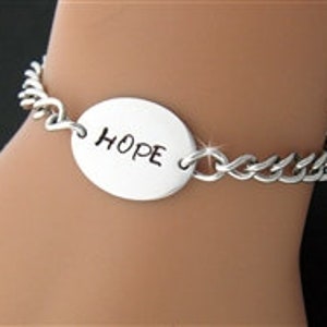 Hope Charm Bracelet, Stainless Steel Hope Charm Bracelet, Personalized Hope Charm Bracelet,
