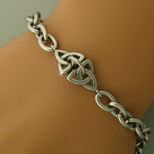 Double Trinity Charm Bracelet OR ANKLET You Pick (HM1) Celtic Charm Bracelets, 316 L Stainless Steel Bracelet