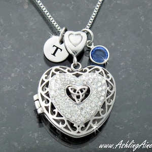 Celtic Triple Heart Trinity Locket, Trinity Locket, Personalized Trinity Heart Locket, Mothers Day Locket, Brides Heart Locket,