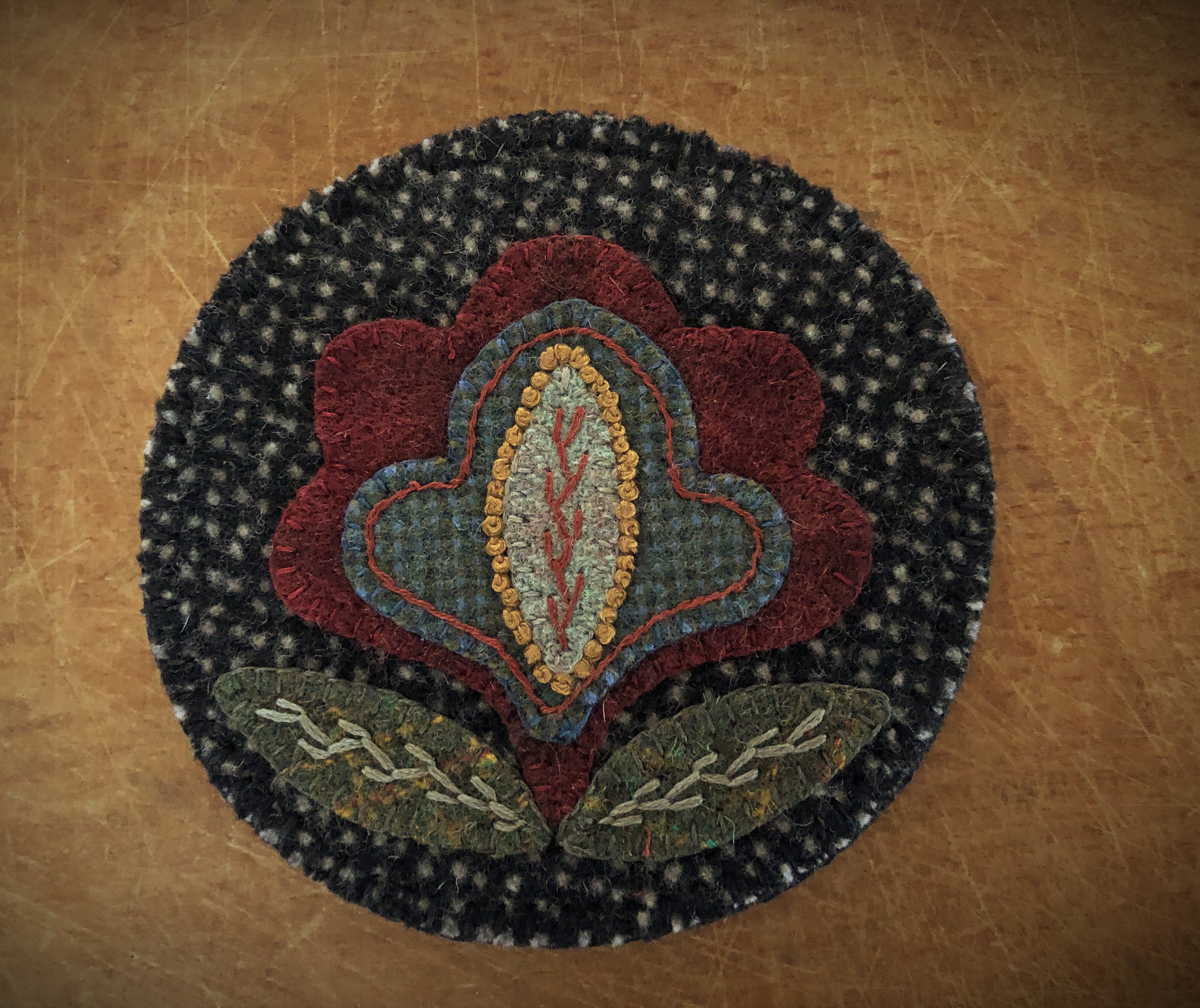 Wool Applique Kit: "Midnight Garden"  Needle Keep by Village Wool LLC