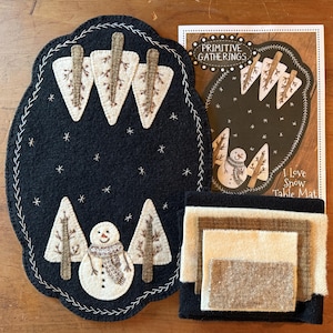 Wool Applique Kit "I Love Snow" Pattern by Primitive Gatherings