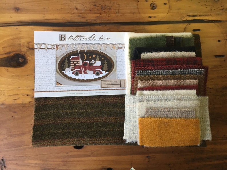 wool applique kit Vintage Truck February Sheep pattern by buttermilk