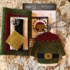 Wool Applique Kit " Elf Ugly Sweater Ornament"