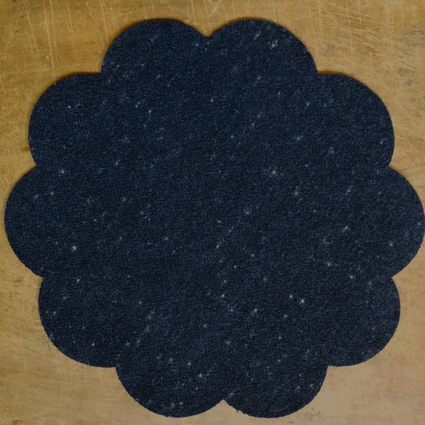 Dark Blue Speckle Wool Applique 11 1/4" Mill Dyed Pre Cut Round Scallop
