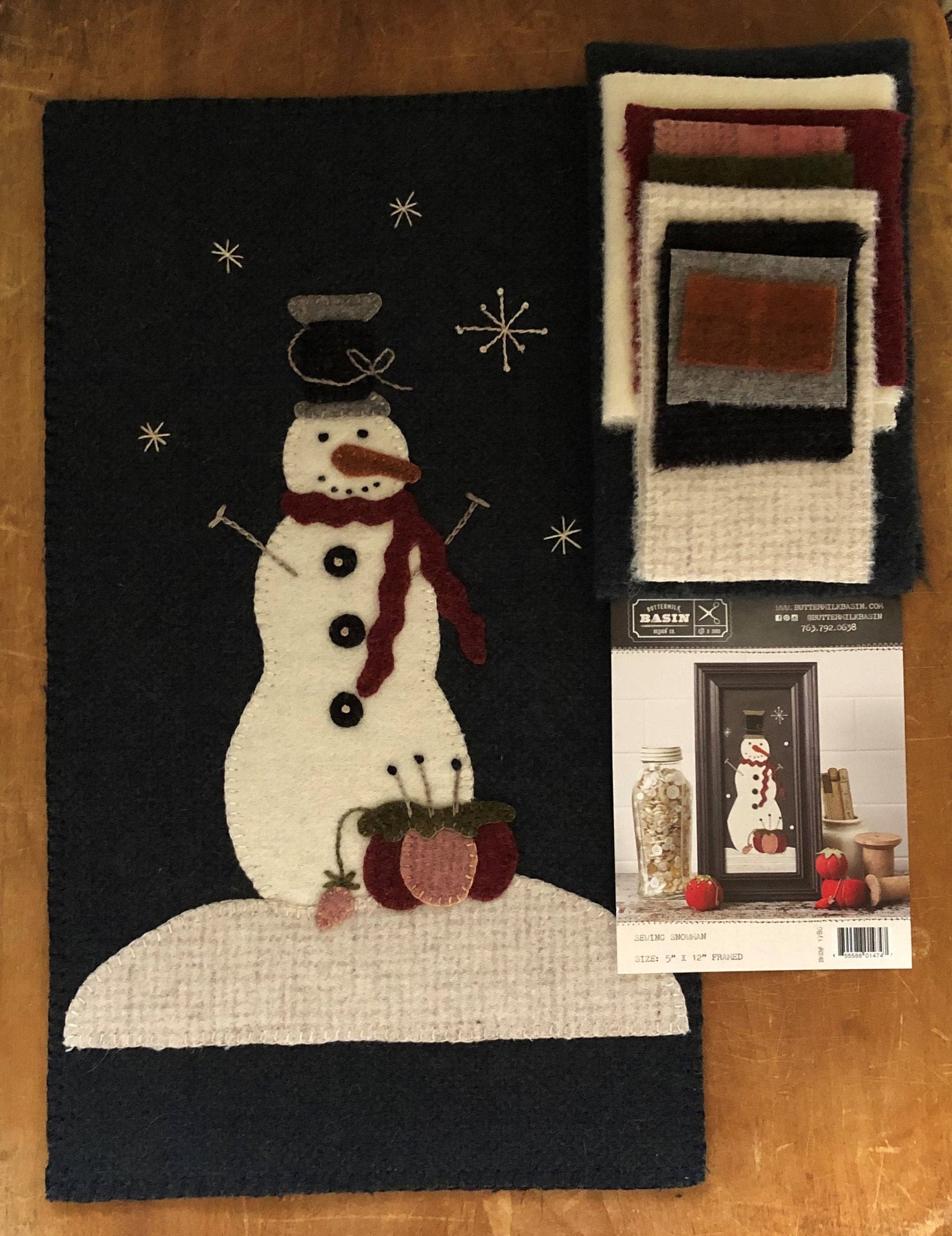 Wool Applique Kit Sewing Snowman pattern by Buttermilk Basin Etsy