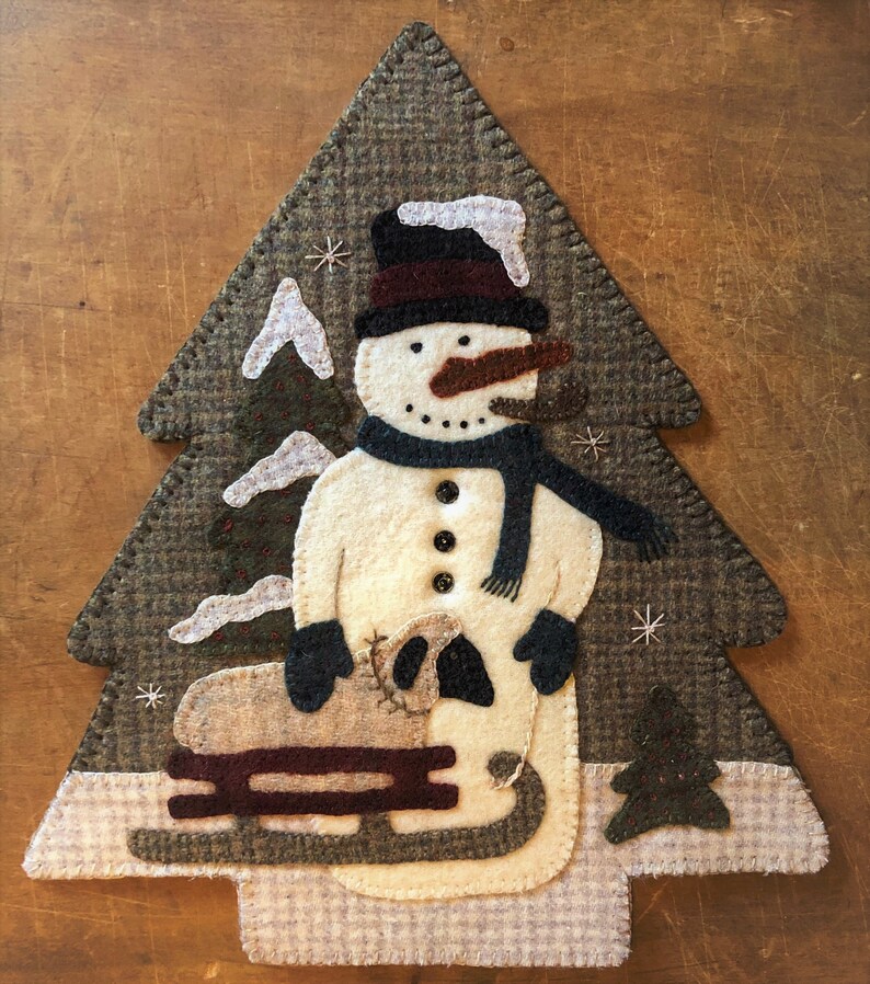 Wool Applique Kit Winter Ride With Frosty kit by Etsy