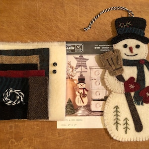 Wool Applique Kit"Frosty & His Broom"