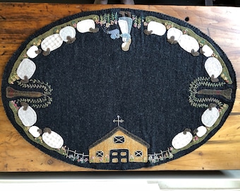 wool applique kit "Flax Farm" pattern by primitive gatherings