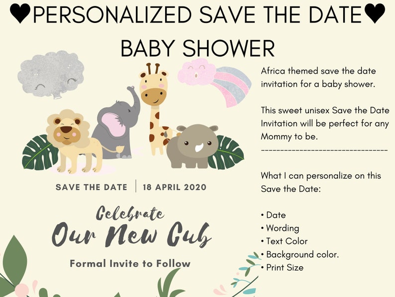 PERSONALIZED Baby Shower Save the Date Etsy