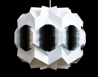 Origami pendant lamp "MATRIX" screen printing black-white size L