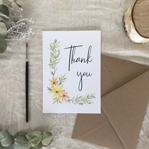 Luxus Florale Dankeskarte - Botanische Kunst - Blumen - Gefaltet erhältlich