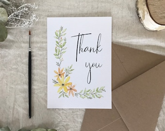 Luxe Floral Thank You Card - Botanische kunst - Bloemen - Gevouwen beschikbaar