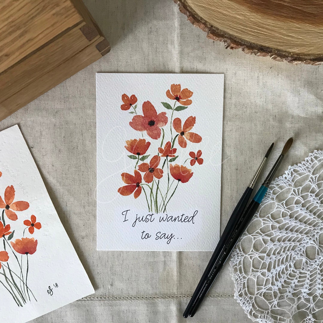 Floral Watercolor Greeting Card: Hand-painted Flower Bouquet - Etsy