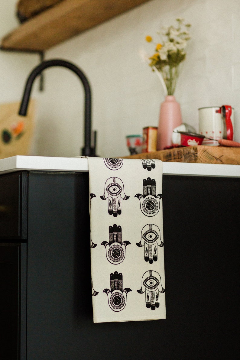 Vintage Kitchen Hamsa Cotton Tea Towel image 3