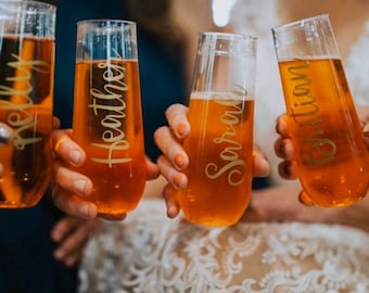 Personalized Champagne Flute, Custom Stemless Plastic Champagne Flute,Personalized Gift,Champagne Plastic Flute, Toasting Flutes,Bridesmaid