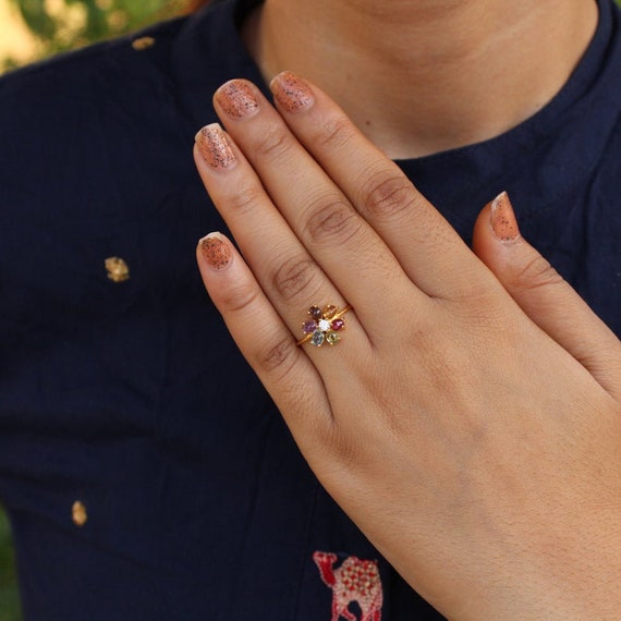 Rainbow diamond engagement ring deals