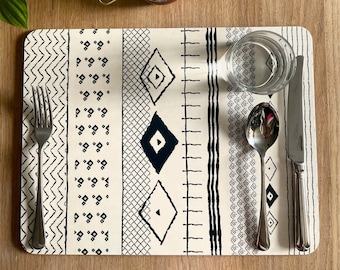 Extra Large Boho Serving mat // Blue Geometric Placemat //Contemporary Decorative Table mat// Unique and Original British design