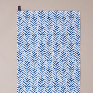 Herringbone Tea Towel - Potato Print Pattern // Blue Geometric Cotton Dish Towel // Screen Printed in UK// Homeware lovers//Chic Kitchenware