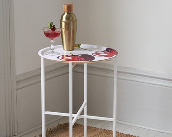 Support de table à plateau - Pliable // Support de table d'appoint portable pratique pour le salon, le chevet, la salle de bain, la véranda, le patio // Noir ou blanc