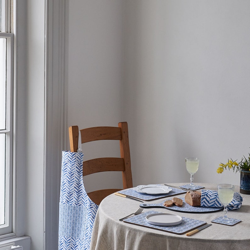Herringbone Placemat // Blue Geometric Placemat //contemporary Etsy