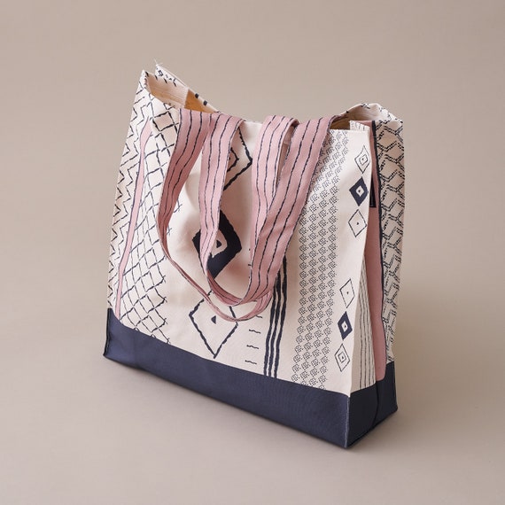 Potato printed boho Design Large Canvas Tote Bag roomy Cotton