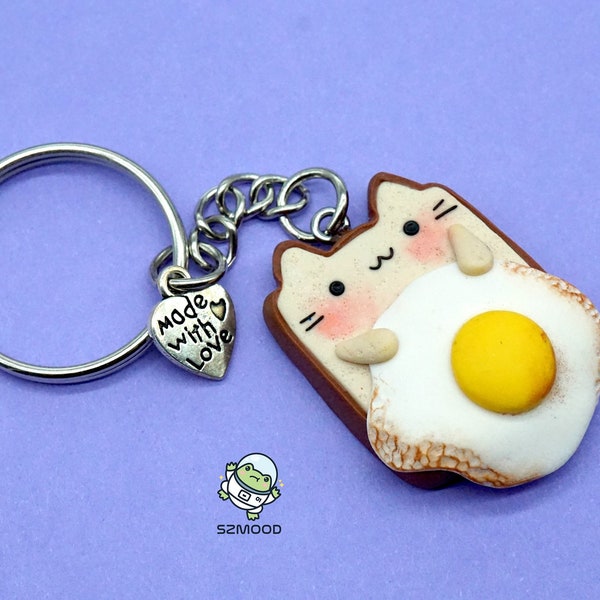 Toast gattino con uovo - polymer clay charm