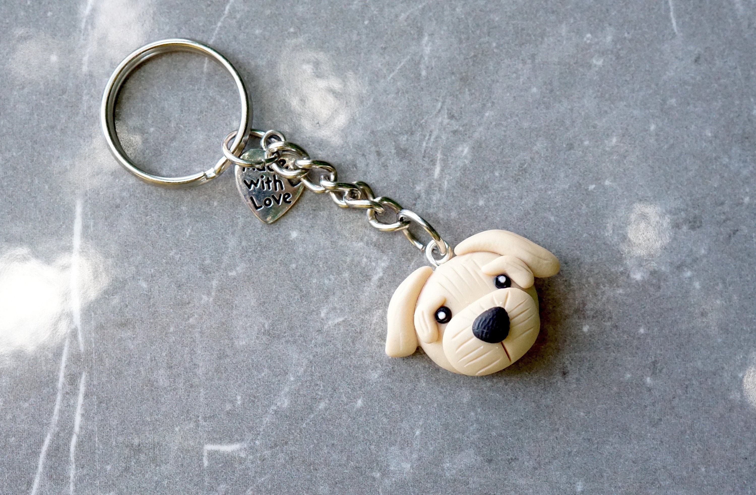 Dog keyring polymer clay keychain charm Etsy