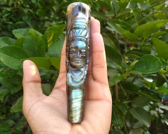 Handmade Labradorite Chillum | Shiva Face Chillum