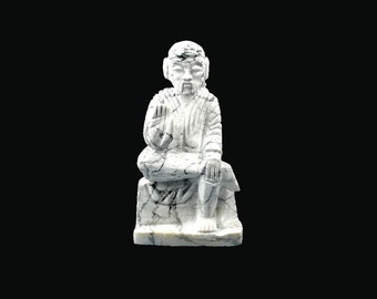 Howlite Sai Baba Statue - Intricately Crafted Spiritual Home Decor