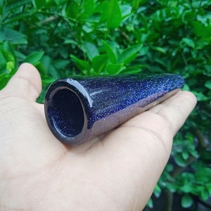 Handmade Blue Goldstone Chillum Tobacco Pipe(1)