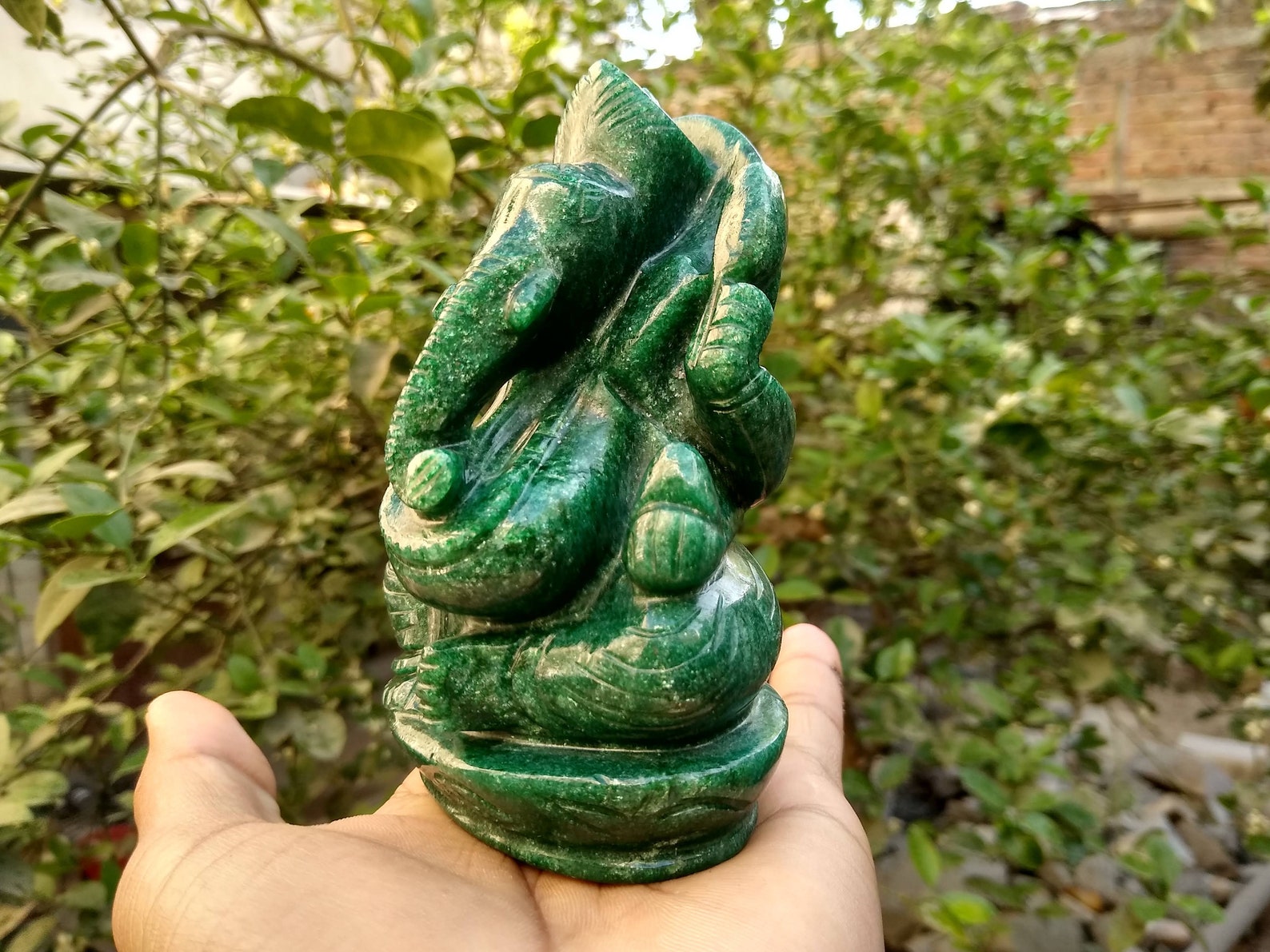 Handmade Green Jade Ganesha Carved Ganesh Statue Hindu God Etsy