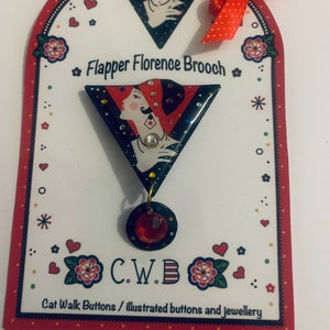 Deco flapper handmade brooch