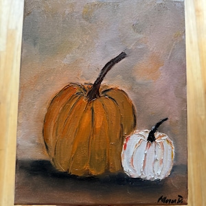 Pumpkin Painting Original Oil Painting on Canvas Autumn Painting Trees Wall Art Boho Wall Decor Home Decor Bedroom Decor Fancy Art
