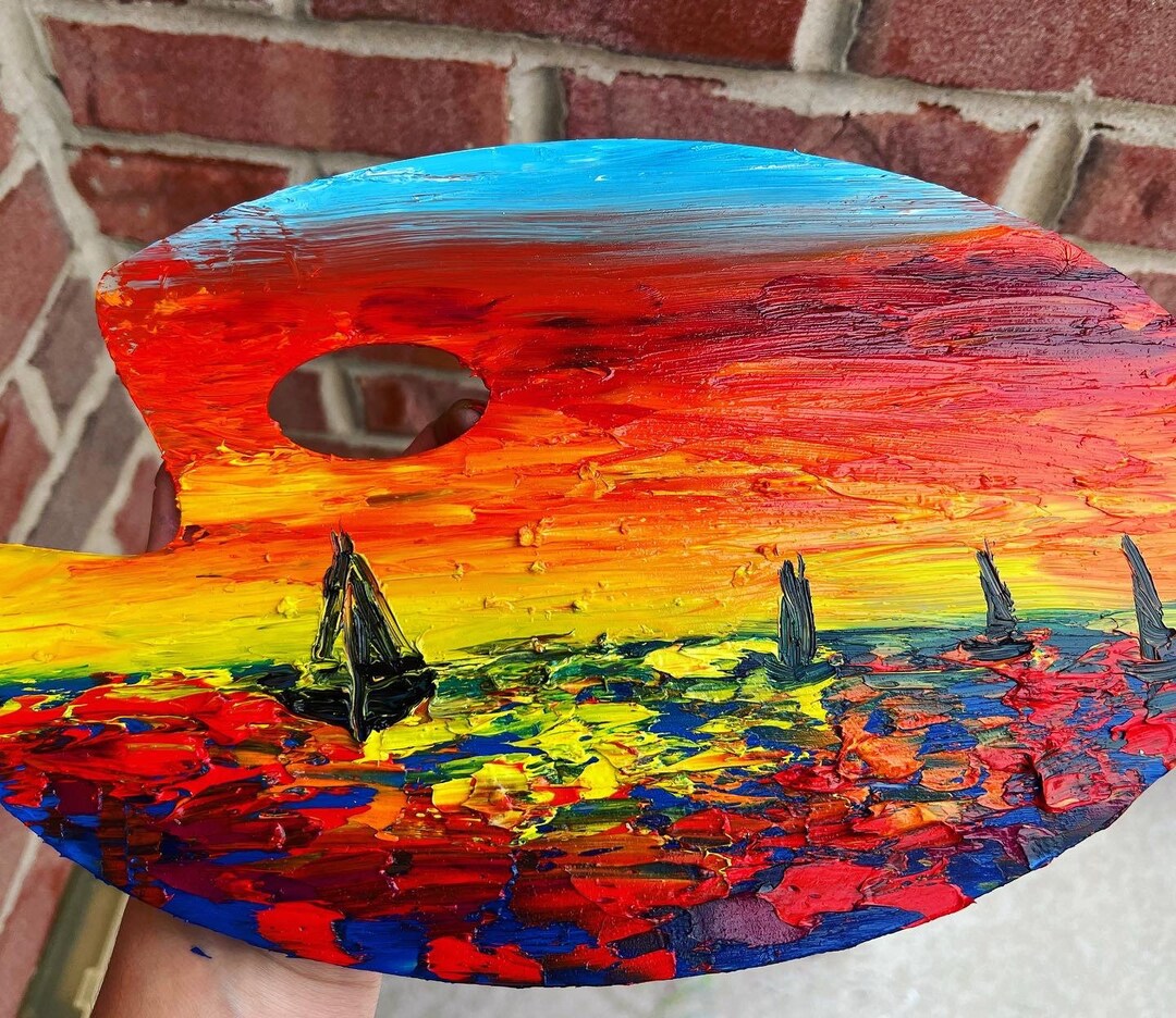 Oil Painting on Palette Oil Painting on Canvas, Large Original Custom Modern Textured Coastal