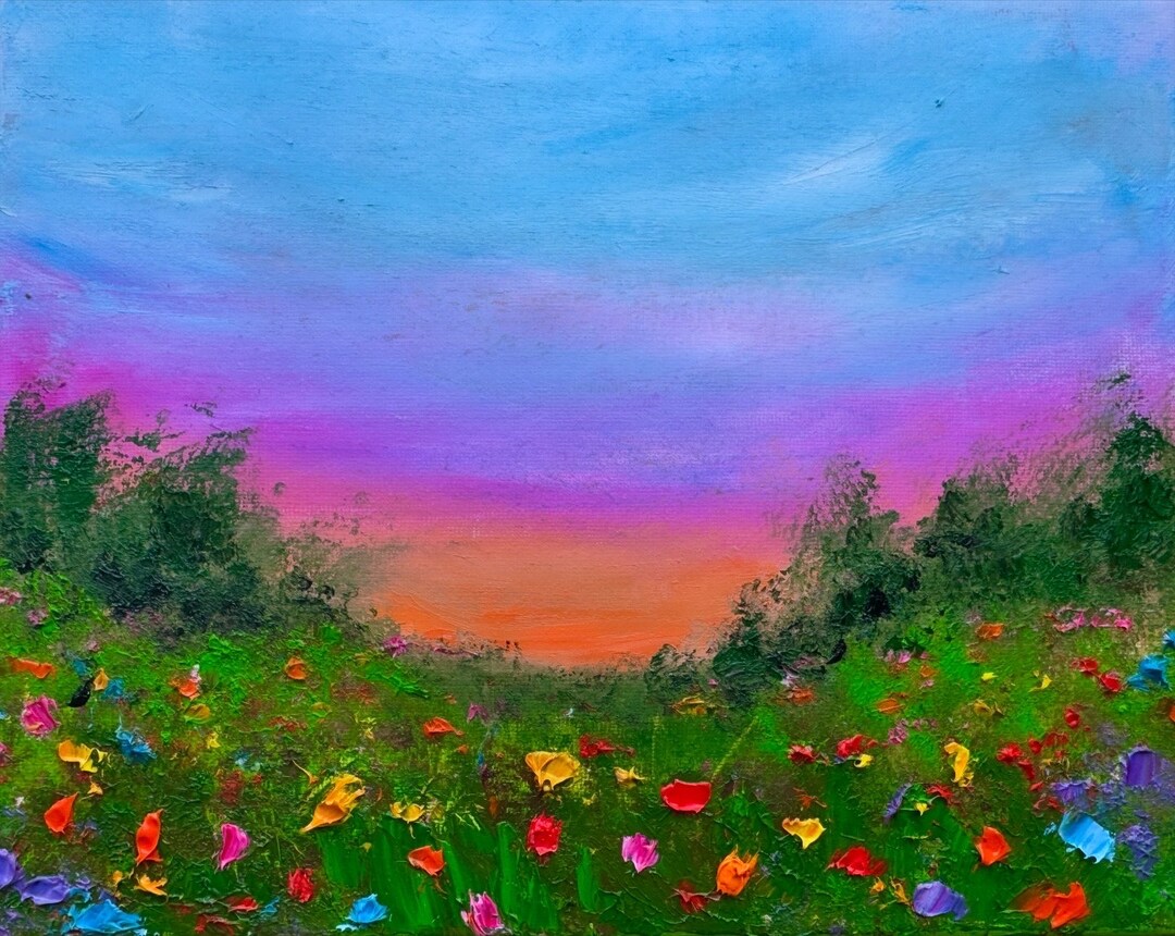 Printemps Peinture à l'huile Nature colorée Fleur Toile de fond M1-42