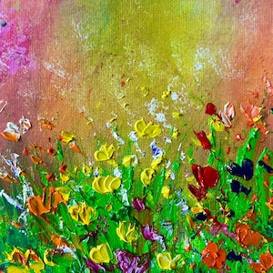 Pintura al óleo de flores sobre lienzo Abstracto Naranja Rosa Flor Pintura floral Arte de la pared Decoración del hogar Sala de estar Decoración de la pared Textura Pintura al óleo