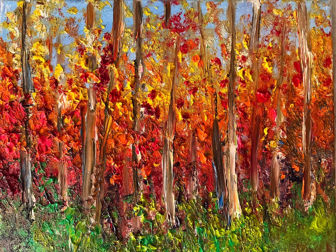 Large Sunset Forest Oil Painting on Canvas Home Décor Boho Wall Decor ...