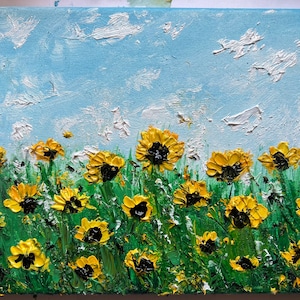 Hand made Sunflower Oil Painting, Flowers wall decor, Sunflower decor, gift for her, oil botanical art, Decor,Sunflower wall art,Sunflower