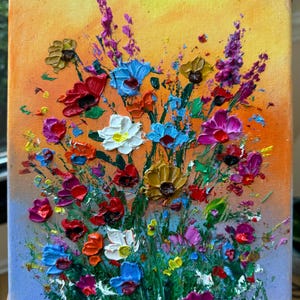 Custom Bright Tulip Oil Painting Impasto Painting , Tulip Original Painting, Spring Wedding,Home Decor,