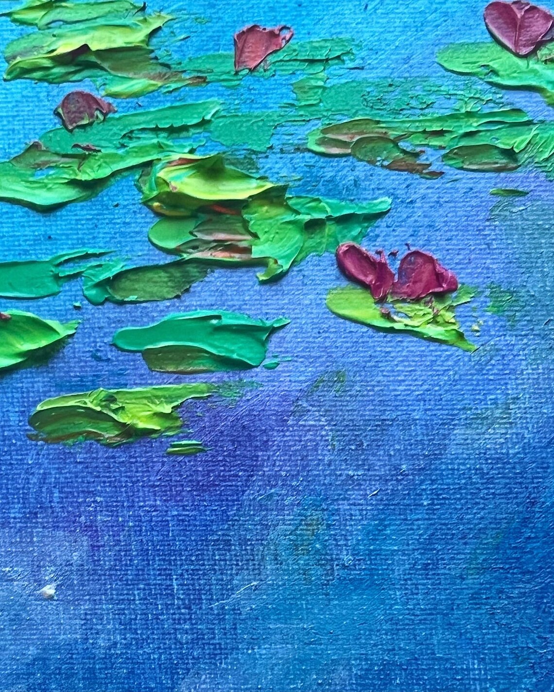 Water Lilies - Impasto Original Oil Painting Lily Monet Art Flowers ...