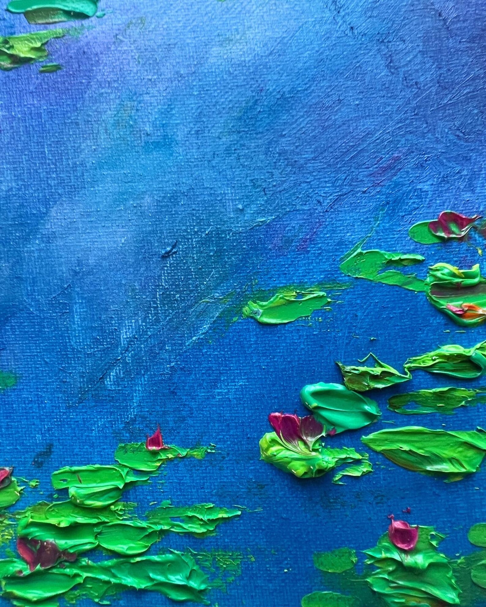 Water Lilies - Impasto Original Oil Painting Lily Monet Art Flowers ...