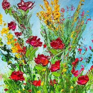 Floral still life, vintage Italian oil painting, flowers, impressionist, Home decor, gift, florals
