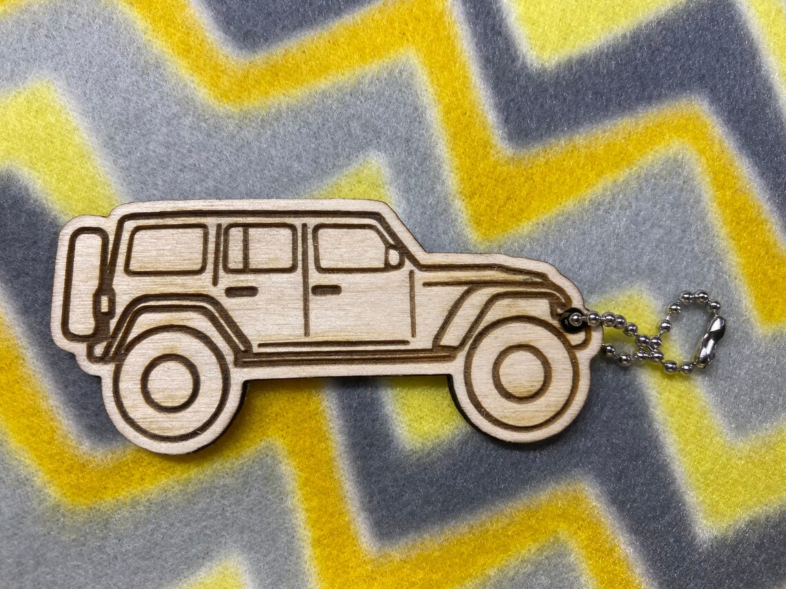 Jeep keychain wooden laser engraved Etsy