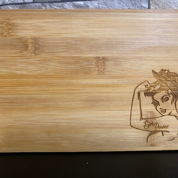 Rosie the Riveter Bamboo Cutting Board Laser Engraved