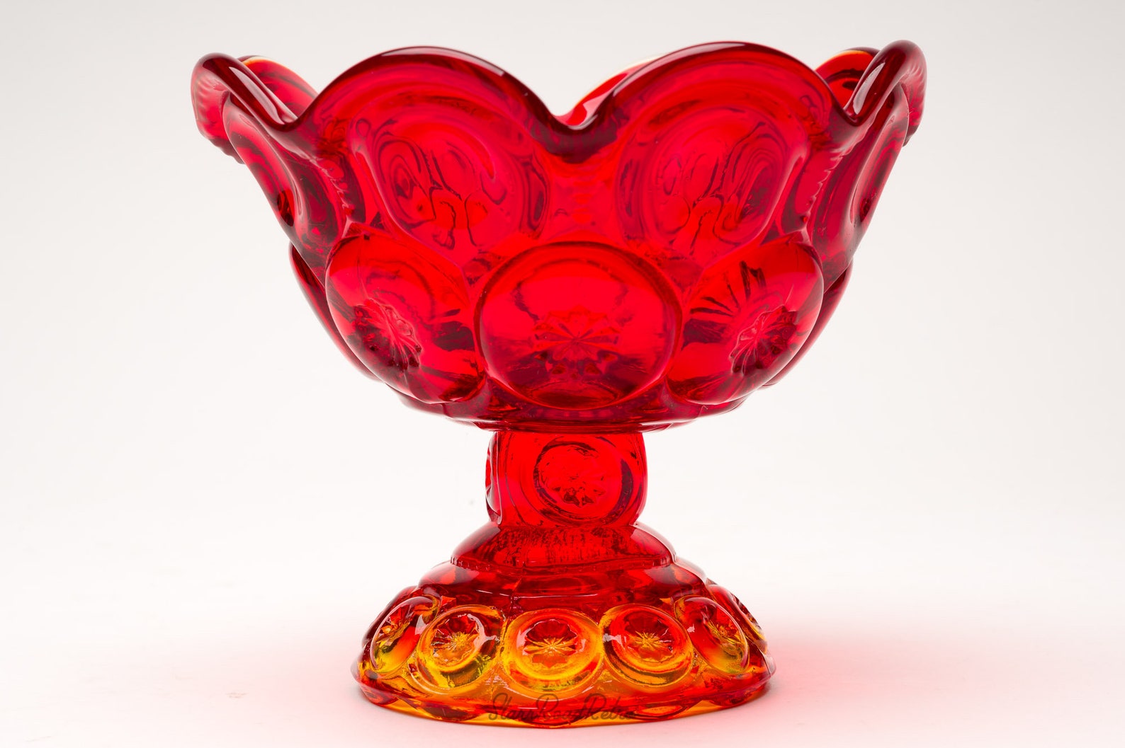 Vintage Art Glass Candy Dish Compote L.E. Smith Amberina Etsy