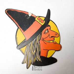 Vintage Halloween Witch Decoration, Die Cut, H.E. Luhrs